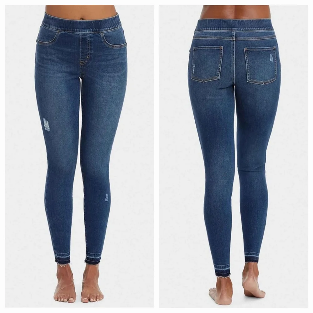 Spanx Women's Distressed Denim Legging ~Medium Wash ~SMALL **NEW - Picture 3 of 13